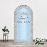 Lofaris Silver Blue Sweet Sixteen Birthday Arch Backdrop